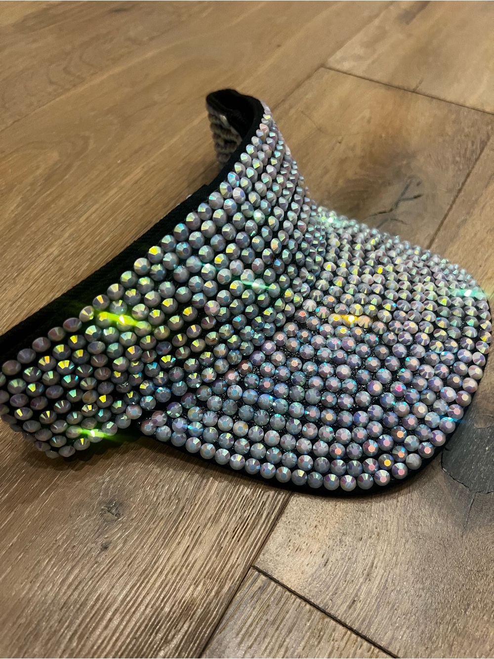 Amazon Iridescent Crystal-Studded Black Visor